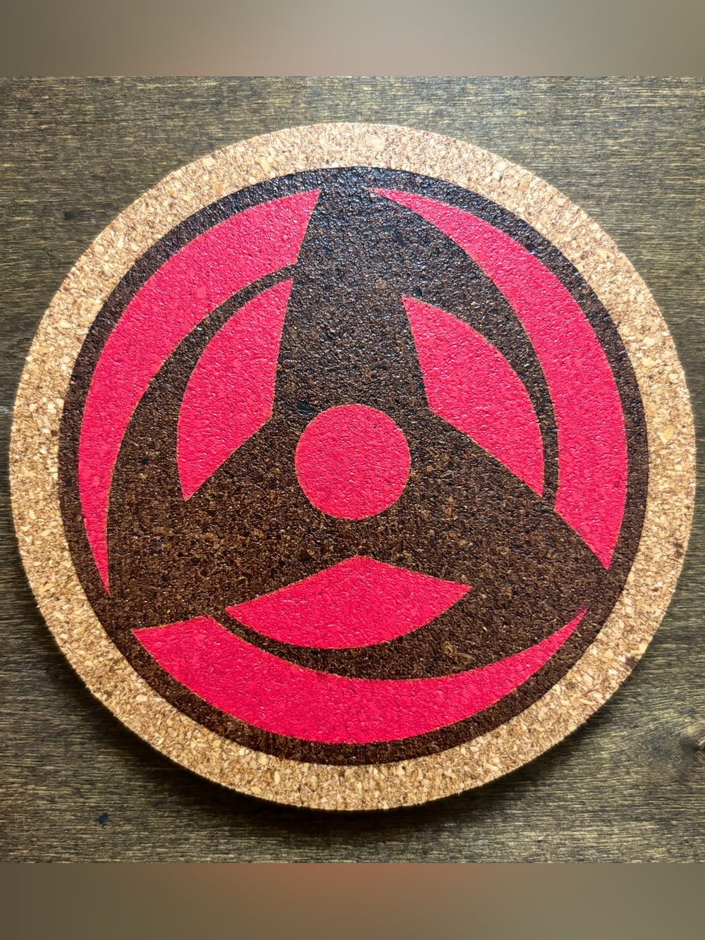 Naruto Kakashi Obito Mangekyou Sharingan Engraved Painted Cork Coaster